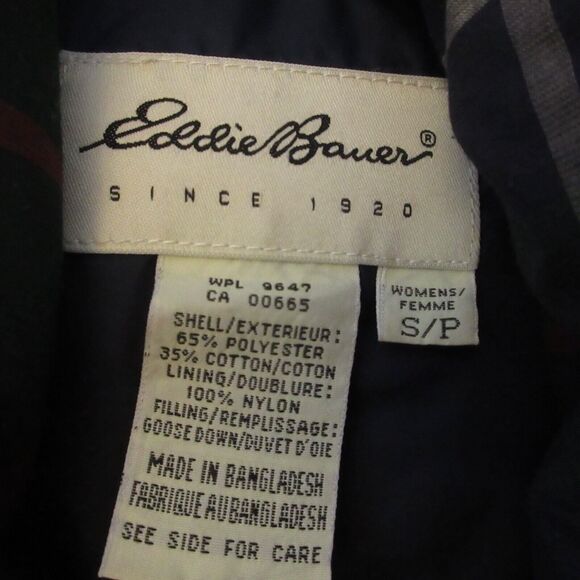 Vintage Eddie Bauer Puffer Vest Women Small Plaid Tartan Goose Down‎ Full Zip - Picture 4 of 10